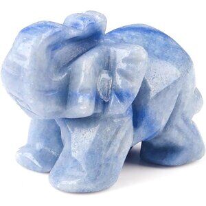 Blue Aventurine Crystals Elephant Décor Stone Polished Figurine Natural Gemstone
